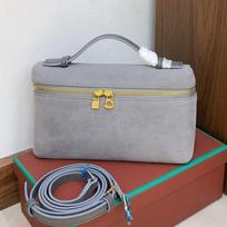 New gold buckle matte cowhide LP19 lunch box bag genuine leather versatile small square bag portable shoulder messenger bag women 19*7*12cm