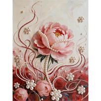 Crystal Pearl Painting 5D DIY Frame Decoration Painting Red Flower Home Wall Decoration Transparent Pearl Gemstone Painting Picture Art Crafts 35x45cm