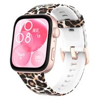 Spausdinamas dirželis For Huawei Watch Fit 3 Pakeičiamas silikoninis išmaniojo laikrodžio apyrankės apyrankė correa Huawei Watch Fit3 Priedai For Huawei Fit 3 leopardas