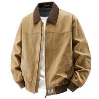 2025 Men's American Retro Lapel Jacket – Trendy, Versatile, Casual Loose Fit for Spring 4XL chaki