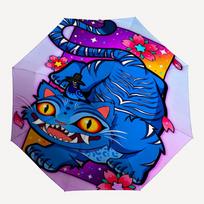 1pc KPop Demon Hunters Automatic Folding Umbrella, Automatic Folding Umbrella with 8 Ribs, Convenient for Outdoor Use  043