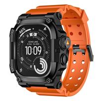 Tvirtas integruotas dirželis su dėklu Apple Watch Ultra 3/2/1 49mm Sportinis silikoninis dirželis su metaliniu buferio dangteliu iWatch Ultra Ultra 1/2/3 49mm pilka/juoda
