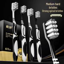 Healux Luxurious Medium-Hard Toothbrush Set – Wide Head, 6-Piece Gift Box for Adults