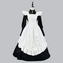 Black & White Long Lolita Maid Dress - Japanese Cosplay Costume XL juoda