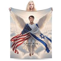 Charlie Kirk Mirtis Flanelinis pledas Žiema Minkštas Patvarus Mėtomasis pledas Studentams Namų Dekoras Gatvės Tendencija Lovatiesė Sofa Lova 30x40in