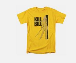 Kill Bill Geltonas Kostiumas Plakatas Marškinėliai Licencijuotas Kovos Menų Filmas Retro Auksiniai Unisex Marškinėliai XXL