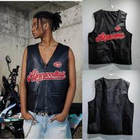 2024 Unisex Weitemeng PU Embroidered Patchwork Motorcycle Jacket L