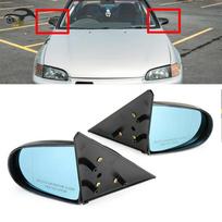 Mėlynas galinio vaizdo veidrodėlis 1992-1995 m. Honda Civic EG 4 durų modeliui - Karštai parduodama modifikacija Gloss Black EG [Pair]