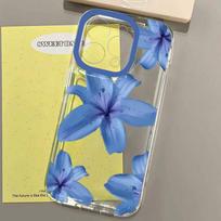 Elegant Blue Flower Lily Print Phone Case For Samsung Galaxy A36 A33 A55 A34 S25 Ultra S24 FE S23 S22 S21 Plus Soft Clear Cover Galaxy A13 5G