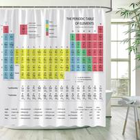 Periodinė elementų lentelė Dušo užuolaidos Modernus cheminių formulių spaudinys Poliesteris Vaikų vonios kambario dekoras Dušo užuolaidų kabliukai 90x180cm-35x70in