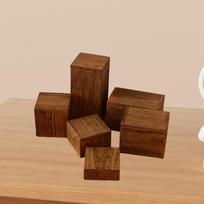 6 vnt. mediniai kvadratiniai papuošalų stoveliai, keksiukų padėklai, kvepalų laikikliai maisto banketams Aktyvus Wood Color