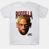 Dennis Rodman Rodzilla Trumpomis rankovėmis s Spalva Balta Vyriška Unisex S-3XL Unisex Marškinėliai XXL