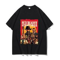 Red Dead Redemption 2 Raštas Spausdinti Periferija GTA5 Grand Theft Auto Arthur Morgan Trumpomis Rankovėmis Marškinėliai Drabužiai Marškinėliai M