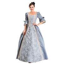 Halloween Medieval Vintage Court Costume Lace Splicing Big Horn Sleeves Drama Stage Play Costume S