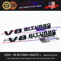 V8 BITURBO 4MATIC+ Plus Fender For AMG Emblem MATTE Black for E63 S63 GT63