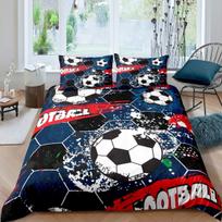 Futbolo patalynės užvalkalų komplektas Futbolo kamuolio raštas Sporto tema Lovos komplektas Mikropluošto Spalvingas Grunge stilius Dvigubo Karaliaus antklodės užvalkalas 70x133cm 2pcs
