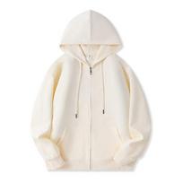 Unisex American Retro Oversize Heavyweight Zip-Up Hoodie with Plus Velvet, Loose Fit, Autumn/Winter Sportswear Cardigan. L [115-130 lbs]