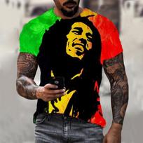 Nauji Harajuku 3D marškinėliai su Bob Marley atspaudu Vyriški trumpomis rankovėmis Vasariniai laisvalaikio kvėpuojantys per dideli marškinėliai Madingi populiarūs reperių viršutiniai drabužiai S
