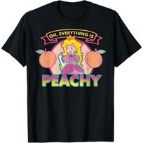 Super Mario princesė Peach Viskas persikinis Grafinis marškinėlis Marškinėlis S juoda
