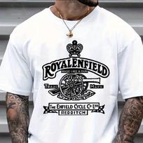 Retro Vintage Klasikinis Royal Enfield Motociklo Pistoletas Logotipas Aukščiausios Kokybės Biker Marškinėliai Medvilniniai Apvaliu Kaklu Trumpomis Rankovėmis Laisvalaikio Marškinėliai S