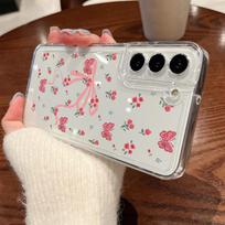 Pink Flower Pattern Case For Samsung Galaxy S25 Edge S24 Ultra S23 S22 Plus S21 FE A15 A16 A17 A26 A35 A36 A54 A55 A56 5G Capa Galaxy A17