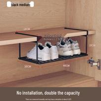 Foldable Hook-Type Shoe Rack and Storage Cabinet with Under-Hanging Partition
