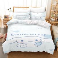 Cinnamoroll antklodės užvalkalas Karalienės dydžio Vaikų patalynės komplektas Komplektas Patalynė Dvigulės lovos komplektai Mielas spausdintas animacinis antklodės užvalkalas EU Single(135*200cm)3pcs
