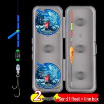 Pre-tied High-Sensitivity Crucian Carp Float Set: Includes Float, Main Line, Double Hooks, and Leader Line for Stream Fishing. 0.8 Main Line + 0.6 Leader + 2# Double Hook