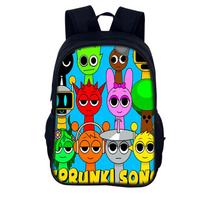 Naujas ritmo dėžutės rašto kuprinė, Sprunki muzikinio žaidimo mokyklinė kuprinė pradinių ir vidurinių mokyklų mokiniams. KTB 16 inch single layer backpack