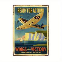Vintažinis Spitfire skardinis ženklas Metalinė sienos dailė Retro Namų Dekoravimas Vyriškas Kampelis įvairiaspalvis