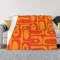 Mid Century Modern Piquet Abstract Orange Yellow Retro Contemporary Pattern Custom Gift An Ultra-Soft Micro Fleece Blanket 50x60in