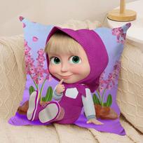 Cute M-Masha And The Bear  Cushion Cover Silky Short Plush Sofa Pillow Cover Hidden Zipper Soft Dustproof Case for Home Decor 30cmx30cm