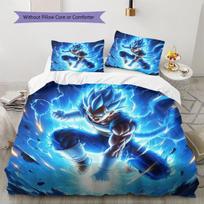 Son Goku Pattern Bedding,Quilt Set Quilt Cover Pillowcase Home Birthday Gift (1 * duvet cover + 2 * pillowcase, without core) 135x200cm