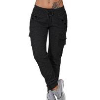Women's Cargo Sweatpants Elastic Waist Drawstring Loose Fit Gray Casual Joggers S juoda