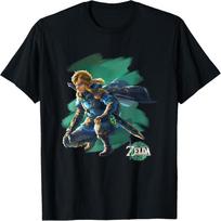 The Legend of Zelda Tears of the Kingdom Dažytas Link marškinėliai S juoda