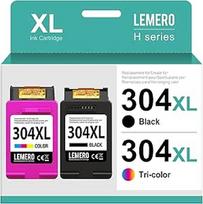 "Lemero 304XL" kasetės, suderinamos su HP 304 XL spausdintuvo kasetėmis, skirtomis "HP DeskJet 3750 2630 3760 Envy 5030 5000 5032 5010" (juodos/spalvotos, 2 vnt.)