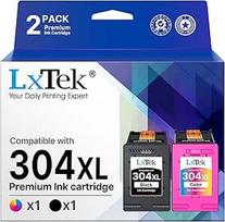 "LxTek" pakartotinai restauruotos 304XL spausdintuvo kasetės HP 304 304 XL, skirtos "HP Envy" 5010 5020 5030 5032 "Deskjet" 2620 2622 2630 2632 2633 2634 3720 3730 3733 3735 3750 3760 3762 (1 juoda, 1 spalvota)
