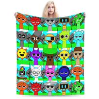 Sprunki Incredibox Grey Oren Funbot Flannel Throw Blanket Beats Game Blanket for Home Outdoor Lightweight Thin Bed Rug 75x100cm 30x40in