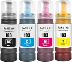 103 rašalo buteliukas, suderinamas su Epson 103 rašalu C13T00S64A, skirtu L1200 serijos L1210 L1250 L3100 serijos L3110 L3111 L3116 L3150 L3151 (4 vnt., juodas, žydras, geltonas, purpurinis)