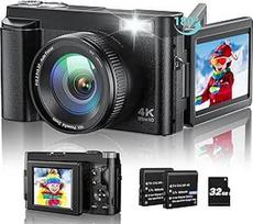 4K skaitmeninė kamera 48MP Autofokus Kompakte Digitalkamera mit 32GB Karte, 7,6 cm 180° Flipscreen, 16X Digitalzoomkamera mit 2 * 800mAh Batterien für Anfänger
