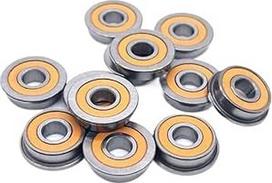 F695-2RS Guoliai 5 x 13 x 4 mm ABEC-7 10 vnt. miniatiūrinių rutulinių guolių su flanšu ir oranžiniu sandarikliu