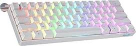 Geeky GK61 60% | Mechaninė žaidimų klaviatūra, keičiama karštuoju būdu | 61 klavišas su įvairiaspalviu RGB LED apšvietimu, skirtas PC/Mac žaidėjams| ANSI JAV amerikietiškas išdėstymas (balta, mechaninė, geltonos spalvos)
