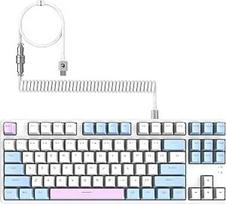 MAMBASNAKE AK873 "pasidaryk pats" mechaninė klaviatūra, spiralinis laidas, 22 klavišai su RGB apšvietimu, plaukiojantis klavišų dangtelis, 87% klaviatūra su nuimamu magnetiniu dangteliu, skirta žaidėjams