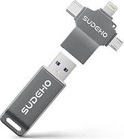 MFi sertifikuota 256GB USB atmintinė iPhone 4 in 1 su USB 3.0 didelės spartos atminties kortele iPhone/iPad/Android/PC/Mac, atsarginė atmintinė nuotraukoms, vaizdo įrašams ir muzikai, juoda
