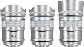 SIRUI Sniper F1.2 automatinio fokusavimo objektyvo rinkinys, 23 mm, 33 mm, 56 mm, plataus kampo APS-C fotoaparato objektyvas, E montavimo objektyvas, skirtas A6400, A6700, ZV-E10, FX3/30 (AS-3S-ES, E montavimas, sidabrinės spalvos)