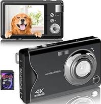 Skaitmeninis fotoaparatas, 1080P 48 MP fotokamera 4K HD kompaktiškas fotoaparatas su 32GB SD kortele FHD skaitmeninis fotoaparatas, skaitmeninis fotoaparatas su 3,0 colių LCD ekranu, 16x skaitmeninis priartinimas pradedantiesiems (juodas)