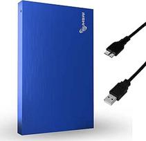 SUHSAI 1 TB nešiojamasis išorinis kietasis diskas, kišeninis atsarginis kietasis diskas, 2,5 colio išorinis duomenų saugojimo kietasis diskas, USB 3.0 kietasis diskas, suderinamas su žaidimų kompiuteriu, "Mac" kompiuteriu, nešiojamuoju kompiuteriu - mėlyn