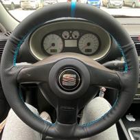 For Volkswagen VW Golf 4 Passat B5 Seat Leon Polo Braid Car Steering Wheel Cover ize Microfiber Leather Car Accessories Brown Thread