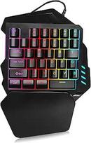 Vienos rankos RGB žaidimų klaviatūra, 5 daugialypės terpės klavišai, 35 klavišų žaidimų mini mechaninė klaviatūra, USB kabelis, vaivorykštinis fonas, vienos rankos rašomosios mašinėlės klaviatūra su riešo atrama, skirta žaidimams / biurui