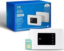 ZTE MF920U CAT4/4G LTE nešiojamasis nešiojamasis "Hotspot" mobilusis "Wi-Fi" ryšys su 10 įrenginių 2000 mAh baterija + nemokama "Smarty" SIM kortelė - balta